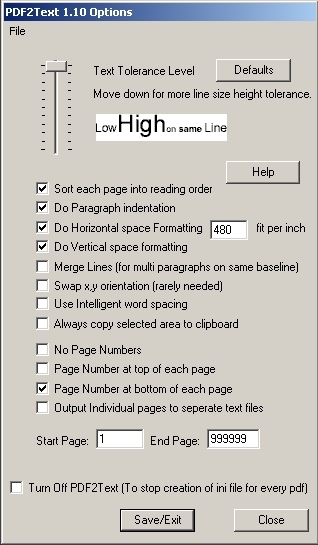 PDF2Text Screenshot